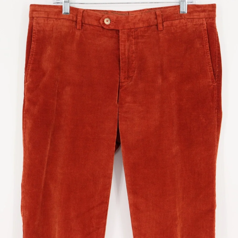 Marco Pescarolo Napoli Corduroy Burnt Orange Chino Pants Mens Size 52 IT 36 US